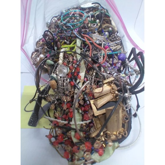 lot Jewelry - 5lbs (in box) broken/poor condition costume jewelry craft/repurpose lot